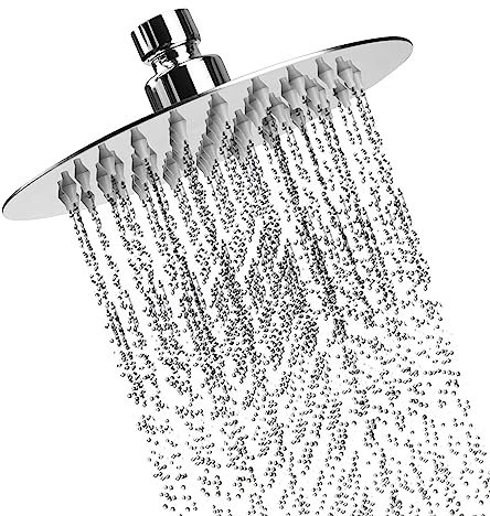 PARFCO Wassersparender Duschkopf, edelstahl, 1/2 Zoll, Handbrause, 15 cm, rund, für Deckeninstallation