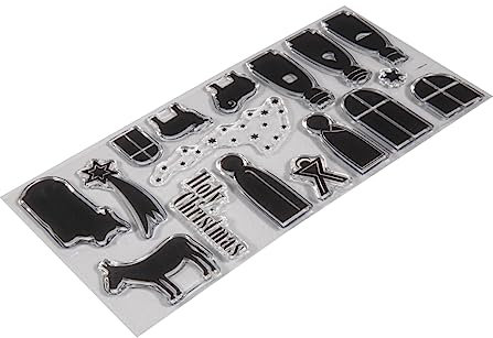 Rayher Clear Stamps “Krippe”, Bogengröße 97 x 205 mm, 17 Motive, transparente Stempel, durchsichtige, klare Silikonstempel, 50277000