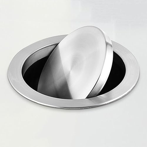 Recessed Counter Top Cover Trash Bin Built-in Flap Cover, Stainless Steel Kitchen Garbage Can Grommet Trash Can Lid, Waste Chute Lid Swing Trash Bin Lid, for Restaurants/Kitchen/Bathroom