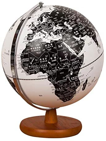 SYALEO Mappamondo Mappamondo Illuminato LED Incorporato Globo Luminoso Antico Nero con Supporto in Legno Oceano Bianco Mappa Chiara di Facile Lettura per l'arredamento della casa World Globe