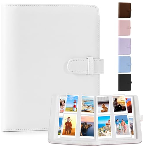 DUNSOO Fotoalbum, 256 Pockets für Fujifilm Instax Mini und Polaroid, Kompatibel mit Fujifilm 95x63mm (Weiß)