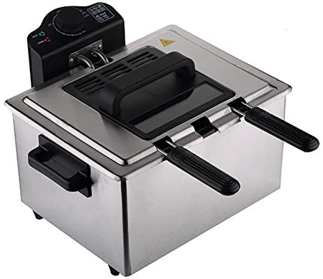Stainless Steel Deep Fryer - 5L with Viewing Window, Adjustable Temperature and Safety Handle - Easy Clean 2000W - Removable Oil Basket