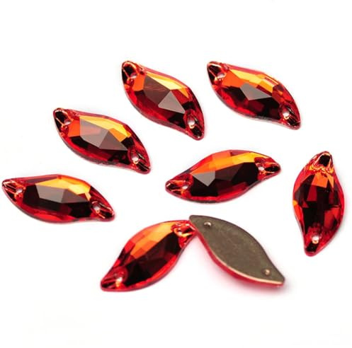 Niiyyjj 3254 Aaaaa Foglia Glitter Gemme Cucite Pietre piatte Strass di Vetro Strass per Artigianato Giacinto 14x30mm 6Pcs
