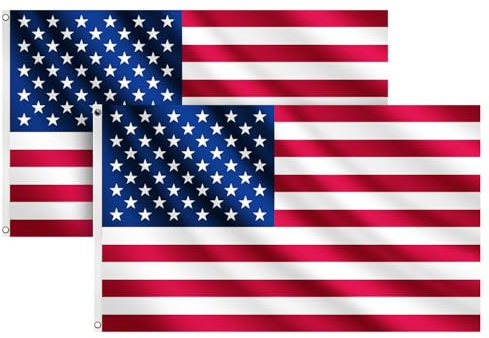 COCOSY 2 Stück Amerika Fahne - 90 x 150 cm 100% Polyester USA Flagge mit Messing-Ösen - Wetterfeste & Langlebige für Sport & Feierlichkeiten