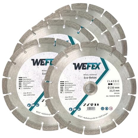 Spar-Set: 5 Stk. WEFEX Diamant-Trennscheibe Eco-Beton 230 mm x 22,23 mm für Betonprodukte & Steine
