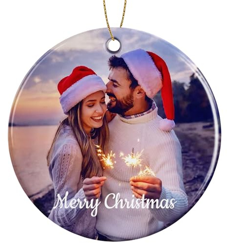 Rainsar Personalisierte Weihnachtskugeln, Christbaumschmuck Personalisiert, Individuelles Foto Ornament Namen, 2025 Weihnachtsanhänger für Familie Freundin Freunde