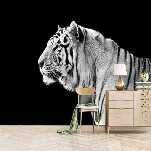 XLMING Décoration De Tigres Noirs Et Blancs Papier Peint 3D Intissé Salon Canapé Chambre À Coucher Salle Manger Intérieure Murale-400cm×280cm