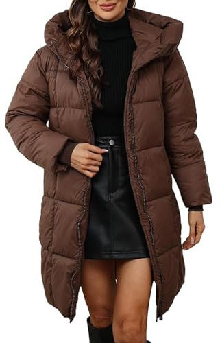 JIAALU Damen Wintermantel mit Kapuze Warmer Lang Daunenjacke Steppmantel Winter Winddicht Daunenmantel Outwear