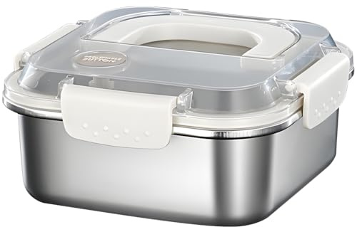 ANQIA Tragbare Frischhaltedosen aus Edelstahl mit Griff, Lunchbox, auslaufsicher, luftdichte Deckel, Bento-Box, Backofen, Gefrierschrank, spülmaschinenfest (1200 ml)