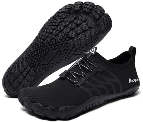 Racqua Water Shoes Mens Quick Dry Sea Womens Beach Swim Barefoot Breathable Lightweight Slip On Hiking Boat Pool Outdoor Surfing Diving Shoes Black EU 46 = UK 11