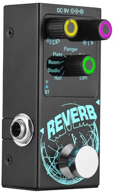 Btuty Reverb Effektpedal für E-Gitarre mit 9 Effekten, BT & USB | Gitarren Reverb Pedal mit 9 Hall-Effekten, DECAY/MIX Kontrolle, BT 5.4, USB-C und Metallgehäuse für Studio & Bühne