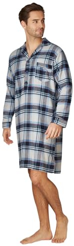Haigman Chemise de nuit pour homme 100 % coton brossé à manches longues, XXL