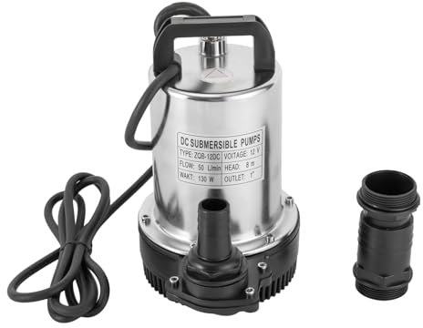 Tools 160W 12V Submersible Pump Stainless Steel Submersible Pump Sewage Dirty Water Sump Pump Electric Pump 6000L/H 2m³/ h Villages Homes Farms