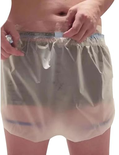 LZYKNIK Unisex-inkontinensbyxor, överdimensionerade läckagesäkra underkläder, läckagesäkra vårdbyxor för förlamning, blöjöverdrag, återanvändbara duschvattentäta underkläder,Clear,3XL