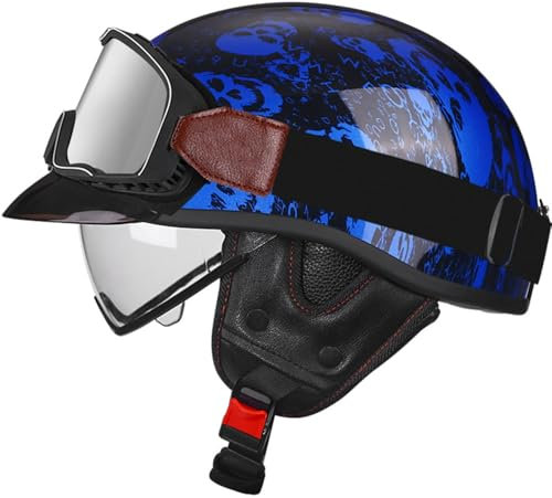 Caschi Jet E Demi-Jet Moto Stile Vintage Caschi Cromwell Con Doppia Visiera Mezzo Casco Da Motociclista Per Uomini Donne Omologato ECE/DOT 3/4 Casco A Scodella Per Scooter 5,XXL