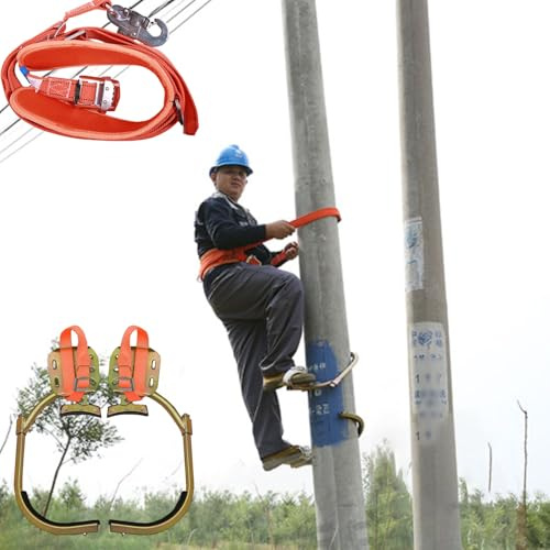 UrbanUp Pole/Tree Climbing Spikes and Harness Kit, Electric Utility Pole Climbing Set High Strength, Jungle Survival Climbing Pedal, Various Sizes(250 Model)