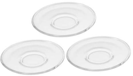 HIAKDOFT 3 pezzi Piattini in Vetro Trasparente Rotondi Sottotazza Leggeri e Resistenti per Tazze da Tè e Protezione da Calore e Graffi Ristorante e Hotel Riutilizzabile