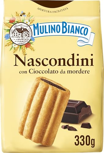 Mulino Bianco Biscotti Frollini Nascondini con Cioccolato da Mordere, Senza Olio di Palma, Colazione Ricca di Gusto, 330 g (Confezione da 2)