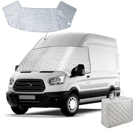 Verdickte Windschutzscheibenabdeckung für 2006–2013 Ford Transit Van MK7 und Challenger Genesis 43/50/60, Windschutzscheibenabdeckung Anti-Frost-EIS-Staub-Sonnenschutz, Silber