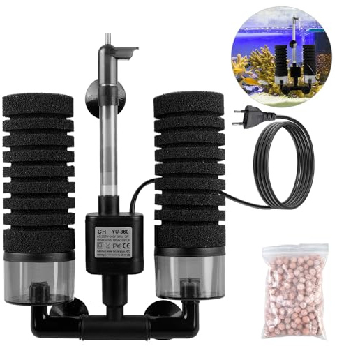 Filtro de esponja de acuario eléctrico, filtro de acuario retráctil, filtro doble esponja para acuario con bola filtrante, filtro doble esponja eléctrica, filtro de acuario para filtración biológica