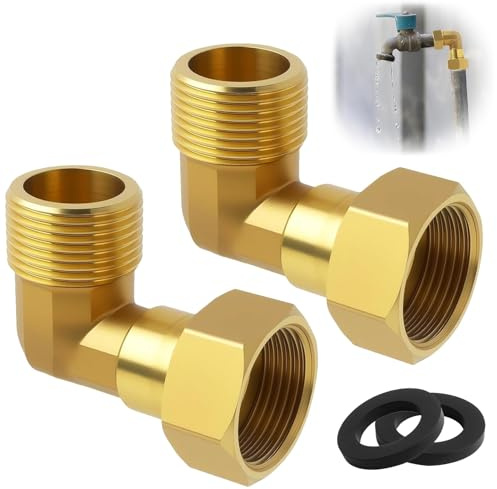 2 Stück Messing Beweglich Verschraubung, Messing Winkel 3/4 Zoll, IG/AG, DN20 Winkel 90 Grad Bogen mit O-Ring, Drehbare Fitting für Wasserleitungen Heizung Sanitär Solar und Klima Installationen