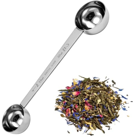 IZIHQA 1 Piezas Cucharas Medidoras Gramos, Cuchara Medidora De Doble Punta, Cuchara Medidora De Acero Inoxidable 30Ml Y 15Ml, Cucharas Dosificadoras De Café, Para Café, Especias Y Repostería (Plata)