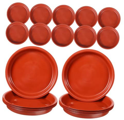 jojofuny Lot de 20 Soucoupes Rondes pour Plantes D’intérieur et Extérieur, Plateau de Récupération D’Eau 18 Cm, Bac en Plastique Rouge Solide et Résistant aux Intempéries