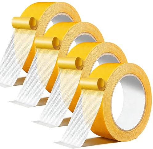 XHNKEG 4 Stück Saumband Selbstklebend, 2,5cm x 10m Teppich Klebeband Saumband zum aufbügeln Doppelseitiges Klebeband Double Sided Tape für Teppiche Kleidung