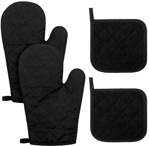 1 Paar Topflappen Handschuh, Ofenhandschuhe Hitzebestaendig, Topfhandschuhe und 2 topflappen, Backhandschuhe, für Küche Kochen Backen Grillen BBQ