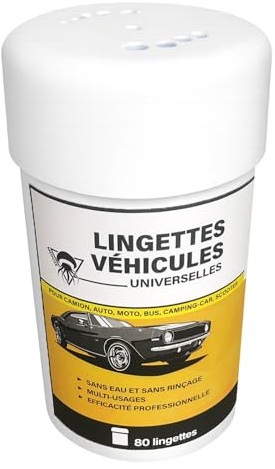 Méduze - Pot de 80 lingettes véhicules universelles - Sans rinçage - Multiusages - Efficacité professionnelle - Grand format 24.5 x 18 cm