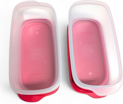 Tupperware Eidgenosse Eckig Eidgenossen Kompaktbehälter Vorrat Modular Kühlschrank System 0,5 Liter 500ml rot 2er Set zwei Stück Vorratsbehälter