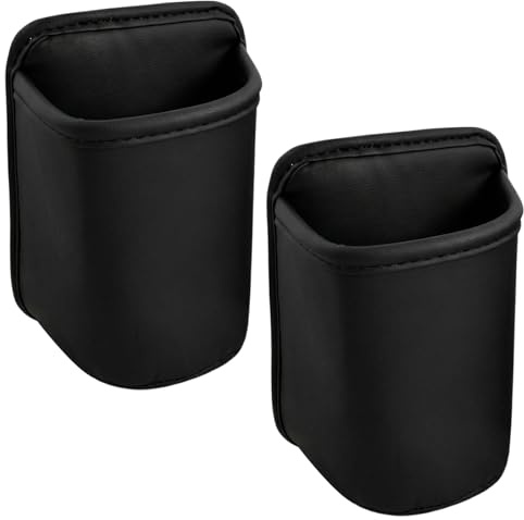 2 Piezas Portavasos para Coche, Multifuncional Portavasos para Automóvil, Clip-On para Puerta y Asiento Trasero, Soporte para Vasos y Botellas en Cuero PU, Negro