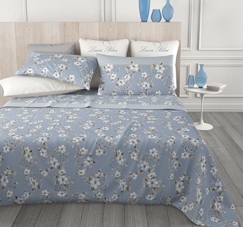 Clara Home Milano Completo Letto in Puro Cotone, Morbido e Traspirante, Misure Maxi, Lenzuolo Sopra, Lenzuolo Sotto e Federe, made in Italy. (Beatrice Polvere, Matrimoniale 2 Piazze)