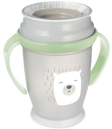 LOVI 360-Grad-Trainingsbecher, auslaufsicher, 12 m+, 250 ml, BPA-frei, SteriTouch antibakterieller Schutz, innovatives Dichtungssystem, leicht zu reinigen, Buddy Bear Junior, Grau