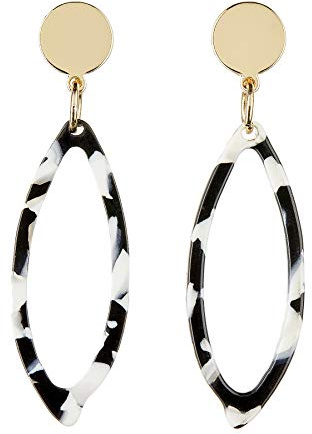 Boucles d'oreilles clips - plaque or avec acrylique noir et blanc - Ebbi W par Bello London