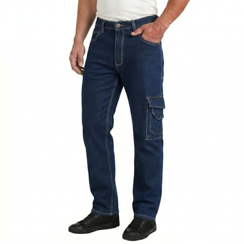 Lee Cooper LCPNT239 Ropa de trabajo hombre Seguridad Vaqueros de carpintero Stretch Pantalones de trabajo, Azul, 34W / 31L