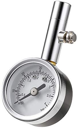 CZC AUTO Heavy Duty Tire Pressure Gauge Reader Checker 0-60PSI, ANSI B40.1 Accurate Mechanical Air Gage, Chrome Plated Single Chuck Dial Wheel Pressure Tester for Motorcycle Bike Car RV Bicycle