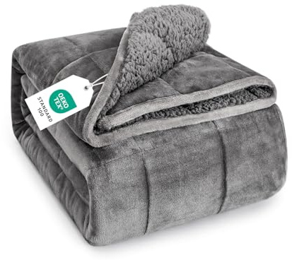 Topblan Sherpa Fleece Weighted Blanket for Adults, 15 lbs Dual Sided Cozy Fluffy Heavy Blanket, Ultra Fuzzy Throw Blanket with Soft Plush Flannel Top, 48 x 72 inches