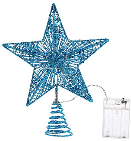 SOLUSTRE Weihnachtsbaum Top Star 20X16X5.5Cm Leuchtender Pentagramm Stern Christbaumspitze Aus Metall Wiederverwendbarer Weihnachtsschmuck Für Haus Garten Partydekor