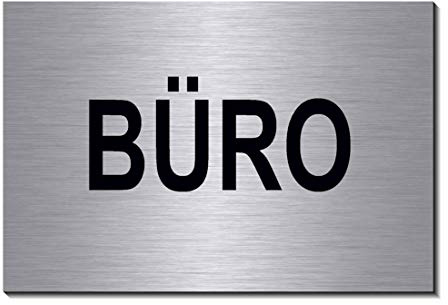 Büro Schild 150 x 100 x 3 mm-Aluminium Edelstahloptik silber mattgebürstet Hinweisschild-1905-95 (1905-95 mit Klebepads)