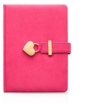 Porrasso dagböcker PU flicka anteckningsbok resedagbok med lås tomma sidor kvinnor diary book skissbok premium tjockt papper 288 sidor rosenröd