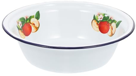 Operitacx Emaille SuppenschüSsel Weiß - Vintage Ramen SchüSsel 20Cm FüR Nudeln Reis Und Mehr Ideal FüR KüChe Und Esszimmer