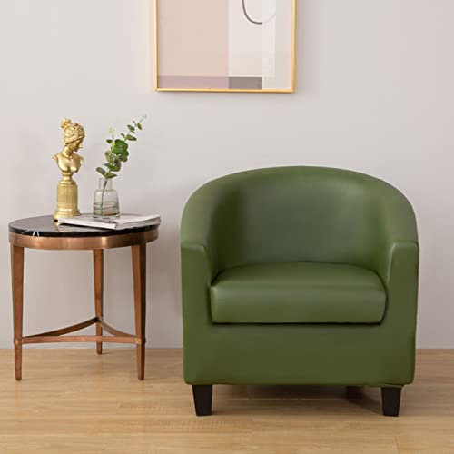 YOPOIY 2 Stück Abnehmbare Club Chair Schonbezug, PU Leder Wasserdicht Sesselbezug Stretch Tub Club Stuhlbezüge Wasserfeste Sesselhusse -Grün-1