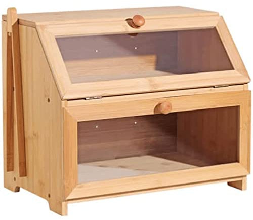 ABGRC Cocina Panera Panera de Madera, panera Multifuncional con Ventana Transparente, panera de Gran Capacidad de 2 Capas para encimera de Cocina Decoración