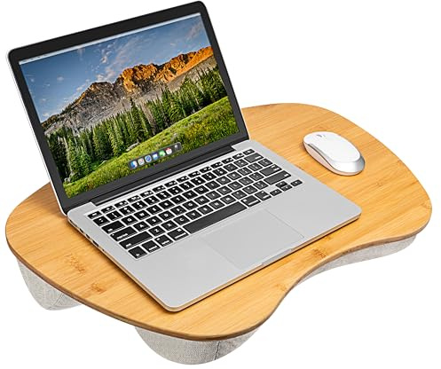 LAPGEAR Knietisch, Bambus, für Laptops bis zu 43,8 cm (17,3 Zoll), extra groß, Naturfarben 91687