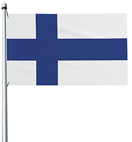 Bandiera della Finlandia con una croce blu 1,5 x 9 m Bandiera grande - 2 occhielli - Qualità premium, colori vivaci e resistente allo sbiadimento UV