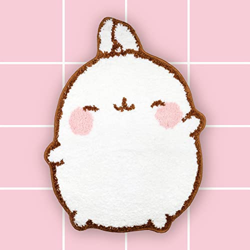 6vibes Molang Badezimmerteppich - Badematte rutschfest - Extra saugfähiger Badvorleger 55 x 75 cm - Super weicher Duschvorleger - waschbar mit Waschmaschine - Geschenk und Fanartikel
