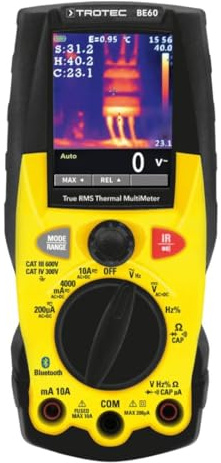 TROTEC Multimètre numérique RMS réel à caméra thermique intégrée BE60 | onze fonctions de mesure application pour smartphone Bluetooth