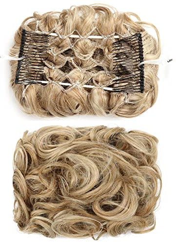 Bun Haarteile Messy Bun Scrunchie Haarteil Synthetische Hochsteckfrisur Curly Hair Bun Extension Comb Clips in Hair Extension Chignon Dish Tray Pferdeschwanz-Haarteile for Frauen Echthaar Haarteil Haa