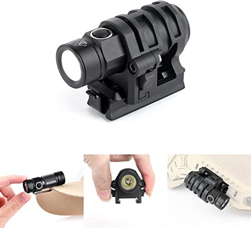 rdzzwxw Militärhelm Licht, Mini Klemmbare Taktische Taschenlampe mit Stroboskop/Stark/Niedrig Lampe, Kompakt Helm Montiert LED mit Schneller Helmclip-Schiene, 400 Lumen Licht für Outdoor Radfahren